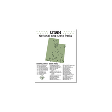 Load image into Gallery viewer, Utah State and National Park Map | Utah National Park Poster | Utah State Park Poster