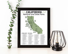 Load image into Gallery viewer, California State and National Park Map | California National Park Poster | California State Park Poster