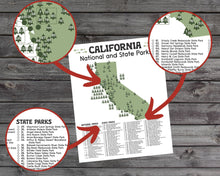Load image into Gallery viewer, California State and National Park Map | California National Park Poster | California State Park Poster