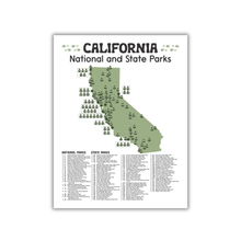 Load image into Gallery viewer, California State and National Park Map | California National Park Poster | California State Park Poster