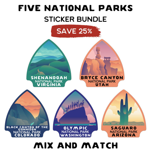 5 National Park Arrowhead Stickers of Your Choice