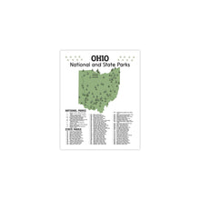 Load image into Gallery viewer, Ohio State and National Park Map | Ohio National Park Poster | Ohio State Park Poster