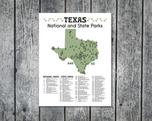 Load image into Gallery viewer, Texas State and National Park Map | Texas National Park Poster | Texas State Park Poster