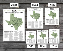Load image into Gallery viewer, Texas State and National Park Map | Texas National Park Poster | Texas State Park Poster