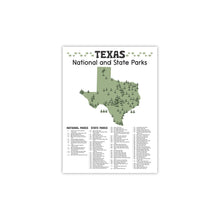Load image into Gallery viewer, Texas State and National Park Map | Texas National Park Poster | Texas State Park Poster
