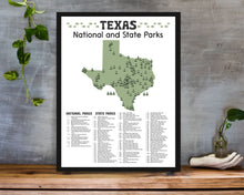 Load image into Gallery viewer, Texas State and National Park Map | Texas National Park Poster | Texas State Park Poster