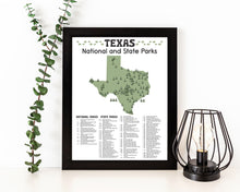 Load image into Gallery viewer, Texas State and National Park Map | Texas National Park Poster | Texas State Park Poster