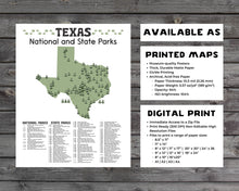 Load image into Gallery viewer, Texas State and National Park Map | Texas National Park Poster | Texas State Park Poster