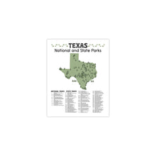 Load image into Gallery viewer, Texas State and National Park Map | Texas National Park Poster | Texas State Park Poster