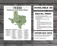 Load image into Gallery viewer, Texas State and National Park Map | Texas National Park Poster | Texas State Park Poster