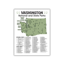 Load image into Gallery viewer, Washington State and National Park Map | Washington National Park Poster | Washington State Park Poster