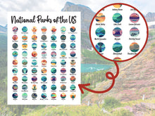 Load image into Gallery viewer, NEW! 63 National Park Checklist Poster / National Park Poster
