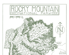 Load image into Gallery viewer, Rocky Mountain National Park Map Hand-Drawn Print