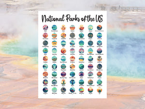 NEW! 63 National Park Checklist Poster / National Park Poster