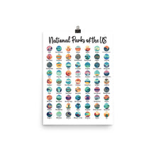 Load image into Gallery viewer, NEW! 63 National Park Checklist Poster / National Park Poster