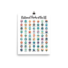 Load image into Gallery viewer, NEW! 63 National Park Checklist Poster / National Park Poster