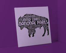 Load image into Gallery viewer, 63 National Park Poster Bison Word Art / 63 National Park Print / National Park Travel Poster / National Park Art Print
