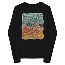 Load image into Gallery viewer, "National Parks are on my Bucket List" Youth long sleeve tee