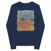 Load image into Gallery viewer, "National Parks are on my Bucket List" Youth long sleeve tee