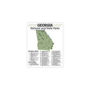 Georgia State and National Park Map | Georgia National Park Poster | Georgia State Park Poster
