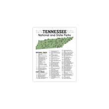 Load image into Gallery viewer, Tennessee State and National Park Map | Tennessee National Park Poster | Tennessee State Park Poster
