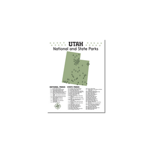 Utah State and National Park Map | Utah National Park Poster | Utah State Park Poster