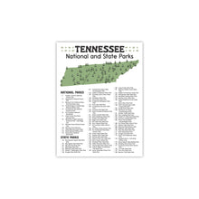 Load image into Gallery viewer, Tennessee State and National Park Map | Tennessee National Park Poster | Tennessee State Park Poster