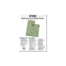 Load image into Gallery viewer, Utah State and National Park Map | Utah National Park Poster | Utah State Park Poster