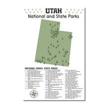 Load image into Gallery viewer, Utah State and National Park Map | Utah National Park Poster | Utah State Park Poster