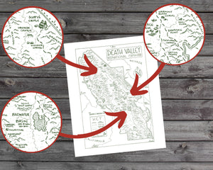 Death Valley National Park Map Hand-Drawn Print