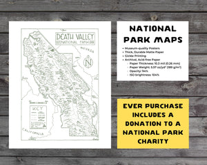 Death Valley National Park Map Hand-Drawn Print