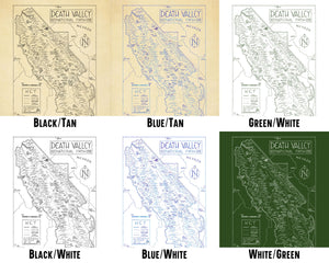 Death Valley National Park Map Hand-Drawn Print