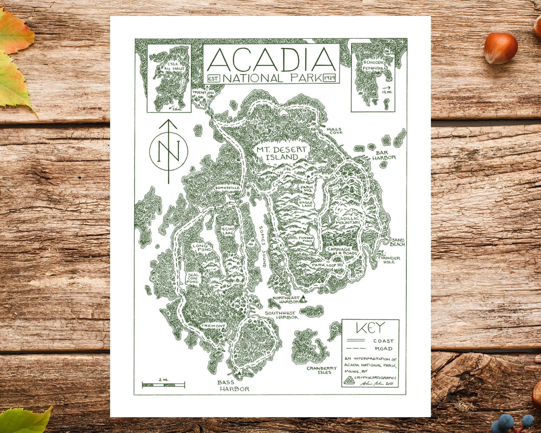 Hand-Drawn National Park Map Print