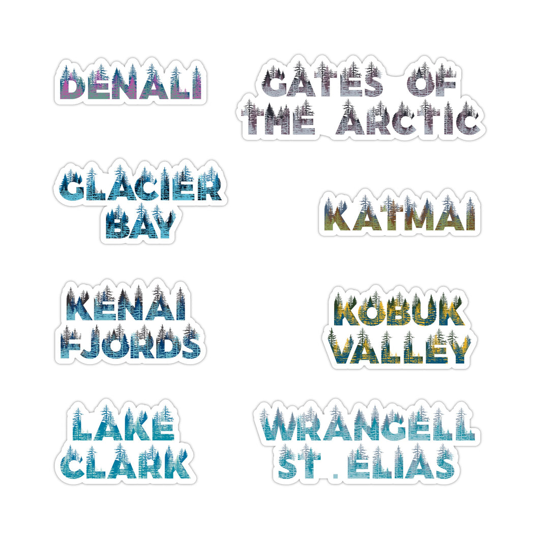 Alaska National Park Name Sticker Bundle