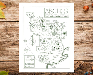 Hand-Drawn National Park Map Print