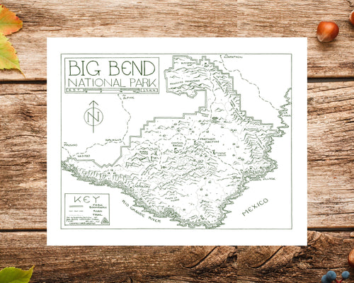 Big Bend National Park Map Hand-Drawn Print