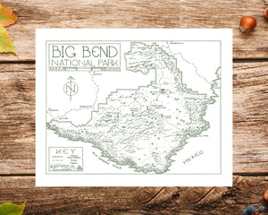 Big Bend National Park Map Hand-Drawn Print