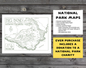 Big Bend National Park Map Hand-Drawn Print