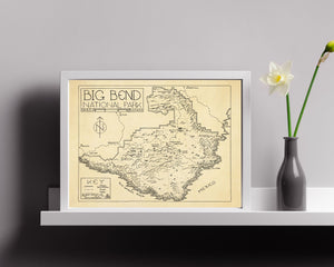 Big Bend National Park Map Hand-Drawn Print