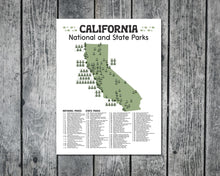 Load image into Gallery viewer, California State and National Park Map | California National Park Poster | California State Park Poster
