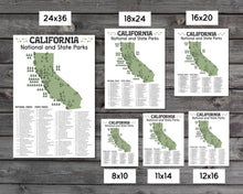 Load image into Gallery viewer, California State and National Park Map | California National Park Poster | California State Park Poster