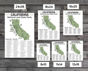 California State and National Park Map | California National Park Poster | California State Park Poster