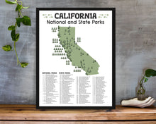 Load image into Gallery viewer, California State and National Park Map | California National Park Poster | California State Park Poster