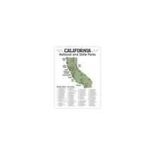Load image into Gallery viewer, California State and National Park Map | California National Park Poster | California State Park Poster