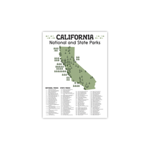 Load image into Gallery viewer, California State and National Park Map | California National Park Poster | California State Park Poster