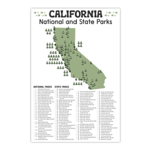 Load image into Gallery viewer, California State and National Park Map | California National Park Poster | California State Park Poster