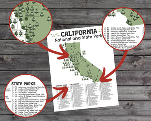 California State and National Park Map | California National Park Poster | California State Park Poster