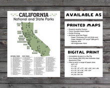 Load image into Gallery viewer, California State and National Park Map | California National Park Poster | California State Park Poster