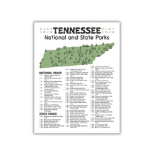 Load image into Gallery viewer, Tennessee State and National Park Map | Tennessee National Park Poster | Tennessee State Park Poster