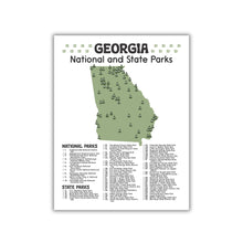 Load image into Gallery viewer, Georgia State and National Park Map | Georgia National Park Poster | Georgia State Park Poster